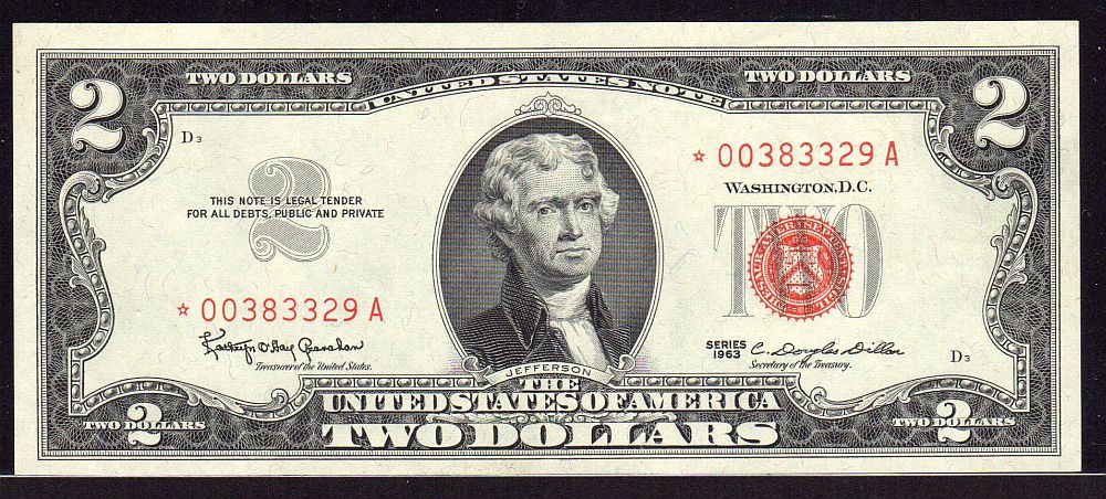Fr.1513*, 1963 $2 LT Star Note, GemCU, *00383329A